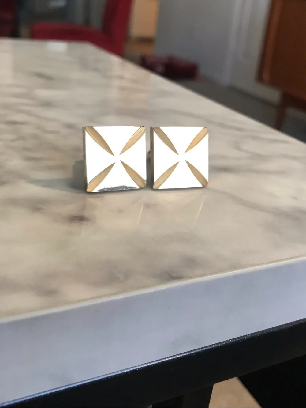 Vintage Swank Gold Tone Cufflinks Lot 4 Pairs Bullet Back Mid Century Geometric